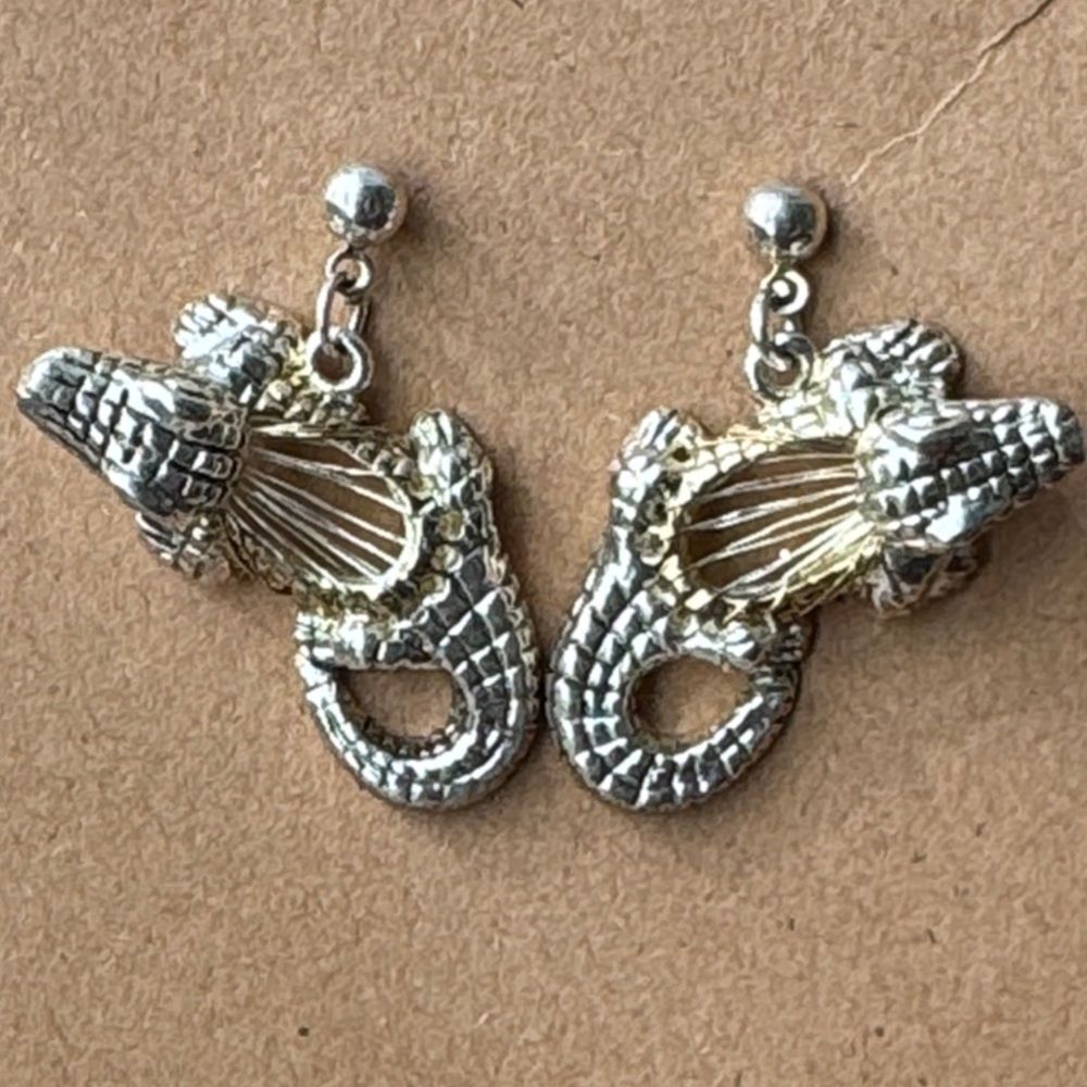 Silver and Gold Alligator Earrings